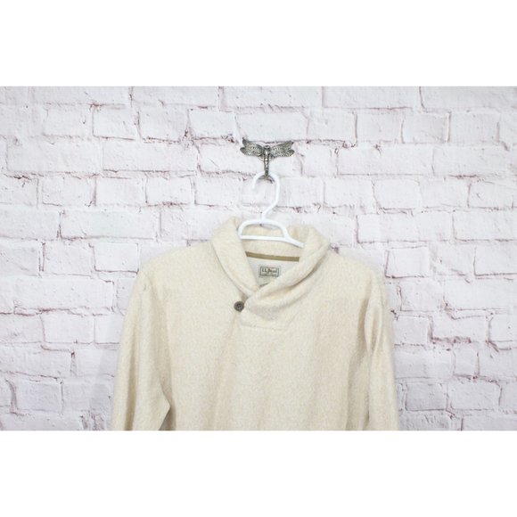 LL Bean Heritage Marled Fleece Pullover Sweater Khaki Heather Size XL Tall - Picture 2 of 11